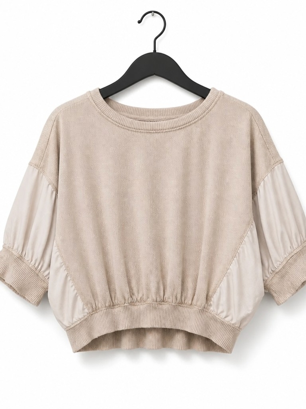 Pilcro Neutral Beige Two-Tone Cropped Top